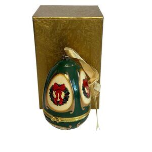 Mr. Christmas Musical Enamel Christmas Egg 2006 Plays The First Noel 4.5' x 2"